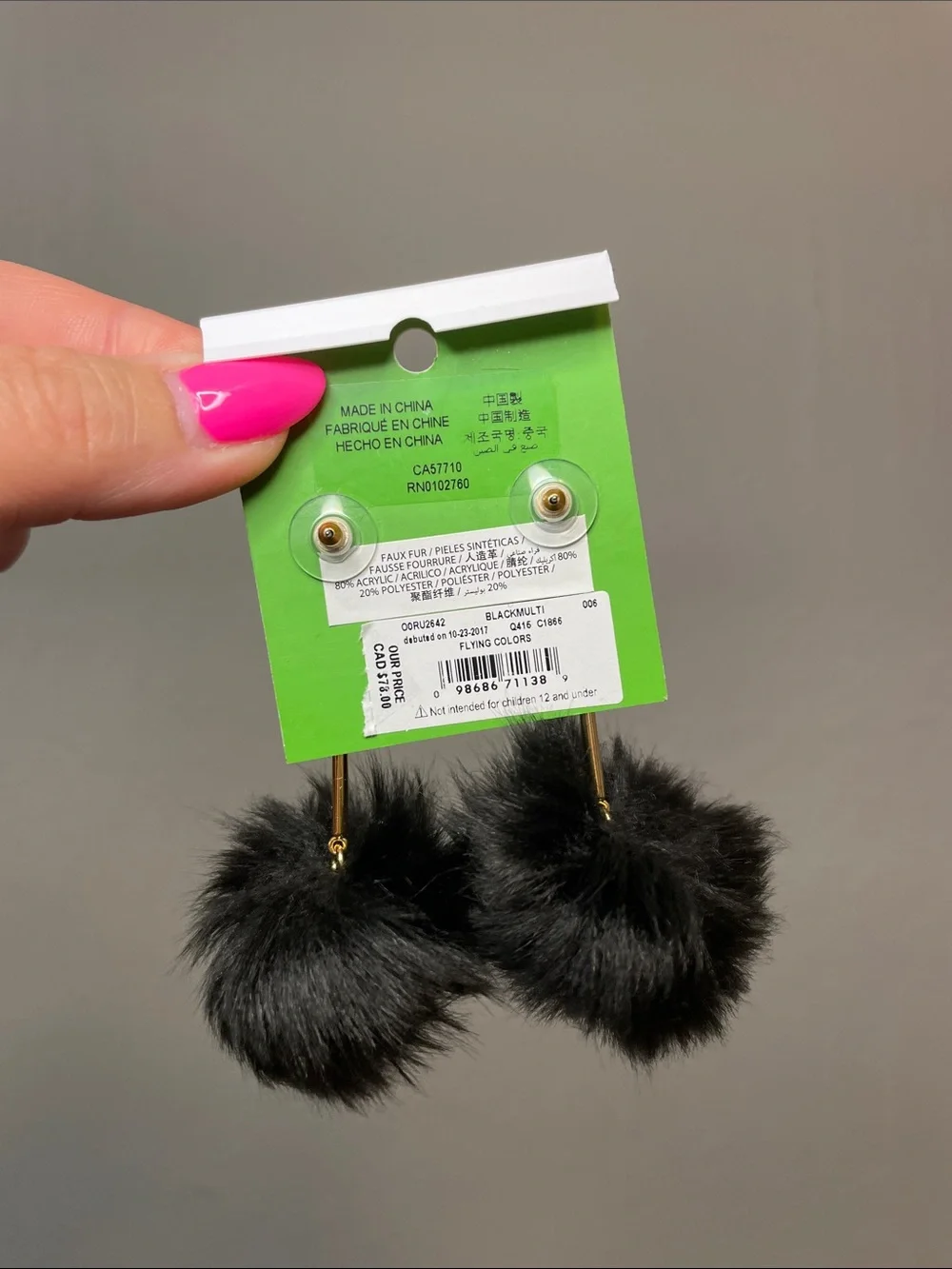 Kate Spade Flying Colors Pom Pom earrings NWT